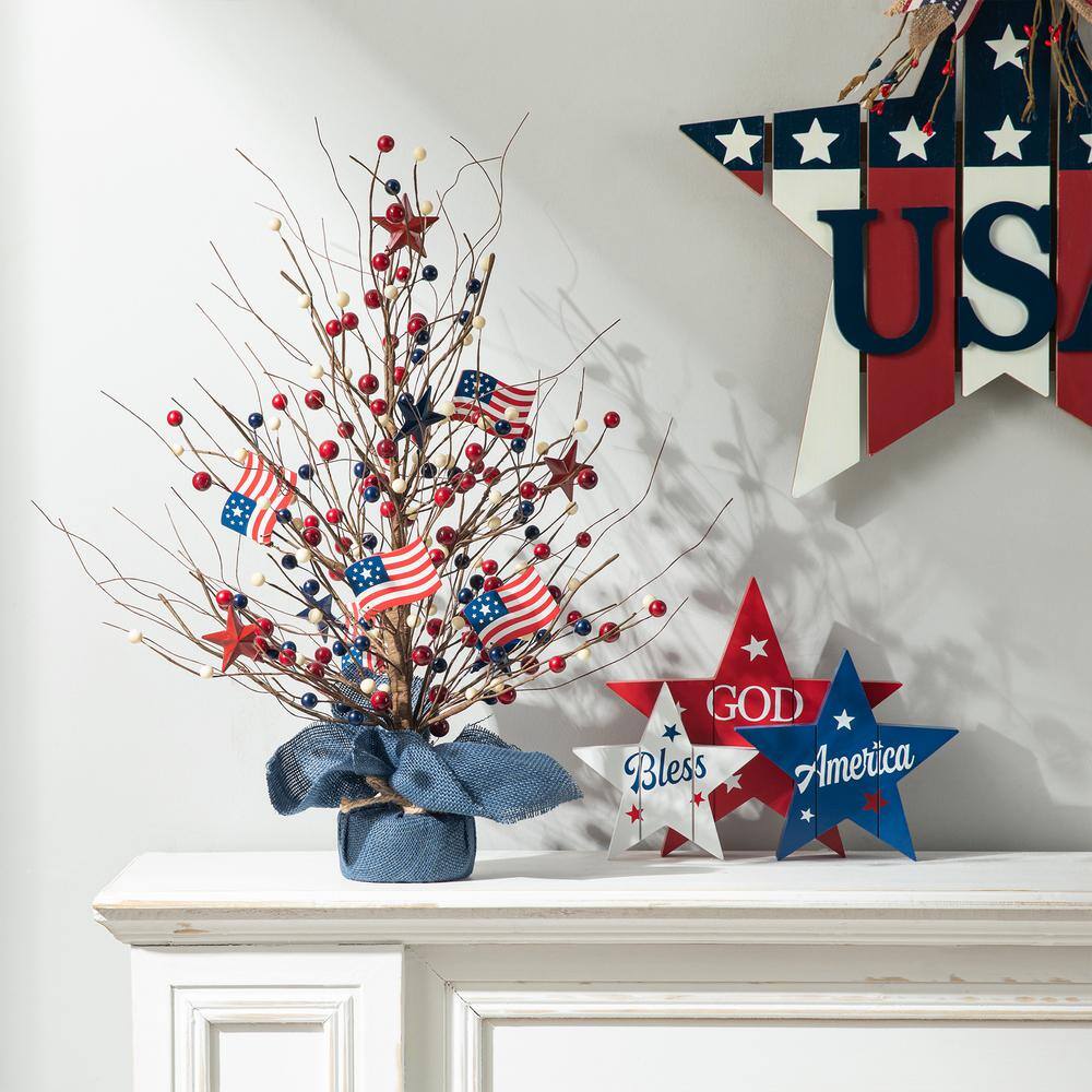 20 in. H Patriotic/Americana Berry Table Tree - Hercitys