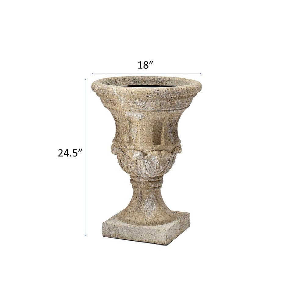 18 in. Natural Luzon Lava Stone Urn Planter - Hercitys