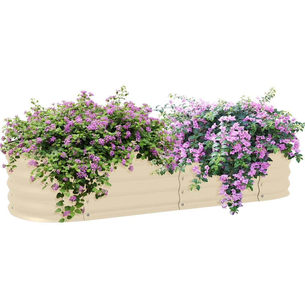 4.9 ft. x 2 ft. x 1 ft. Galvanized Raised Garden Bed-Outdoor Metal Planter Box with Safety Edging for Flowers, Herbs - Hercitys