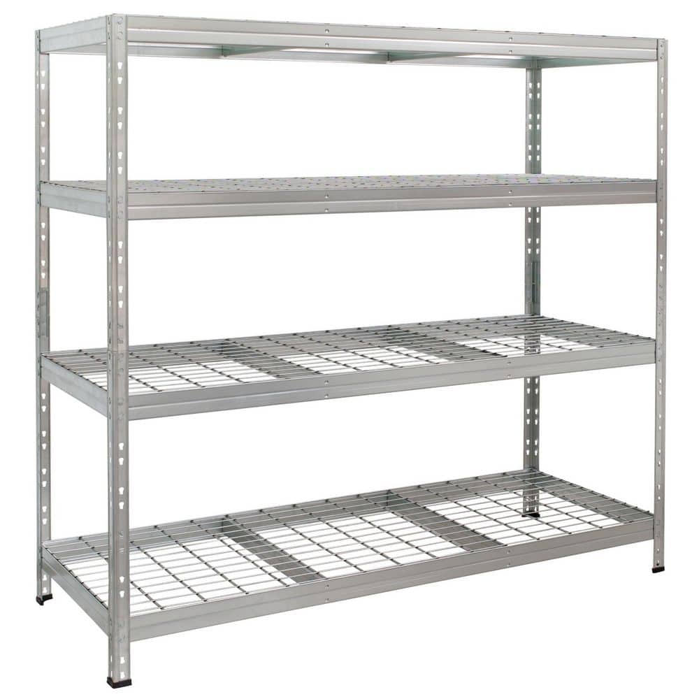 4-Tier Galvanized Steel Garage Storage Shelving Unit in Silver with Wire Racks (71 in. W x 71 in. H x 20 in. D) - Hercitys