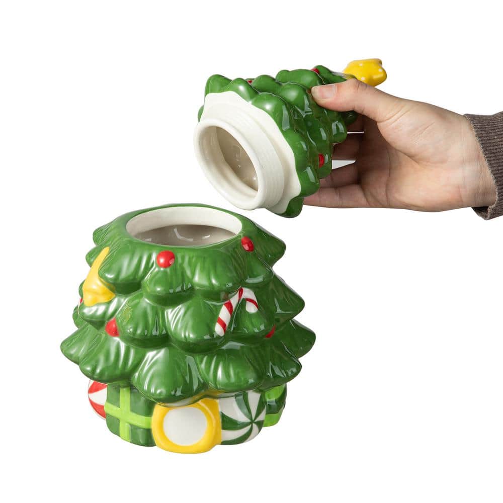 3-Piece Dolomite Christmas Tree Cookie Jar Set - Hercitys