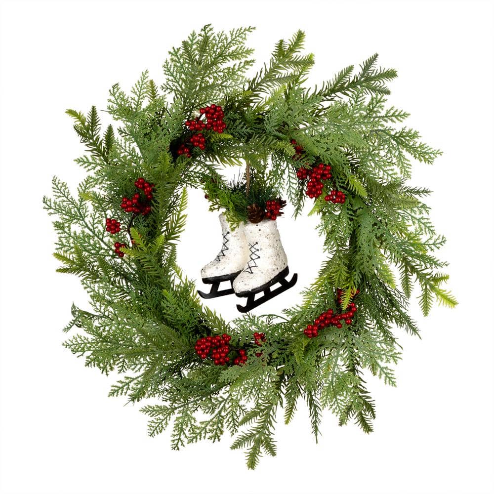 22 in. Winter Skates Artificial Christmas Wreath - Hercitys