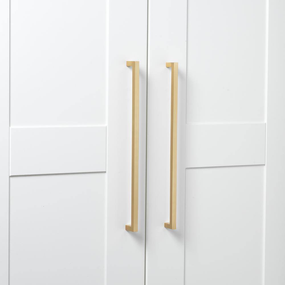 12-5/8 in. (320mm) Center-to Center Satin Gold Solid Square Slim Cabinet Drawer Bar Pulls (10 Pack ) - Hercitys