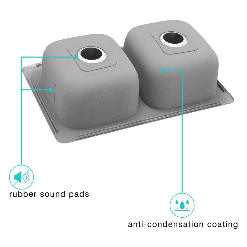 18 Gauge Stainless Steel 33 in. Double Bowl Drop-In Kitchen Sink with Bottom Grid - Hercitys