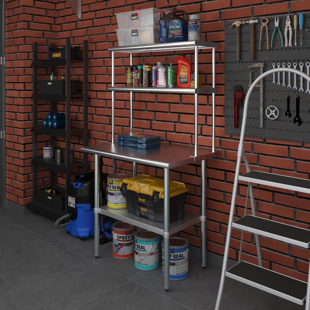 12 in. x 36 in. Stainless Steel Double OverShelf for Kitchen Utility Table : 2-Tier Overshelf - Hercitys