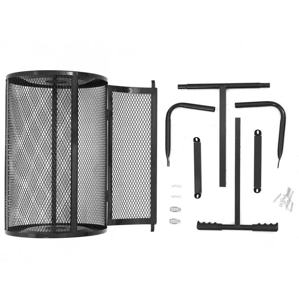 24 in.Compost Peat Moss Spreader, Heavy-Duty Metal Mesh Spreader with Adjustable Handle in Black - Hercitys