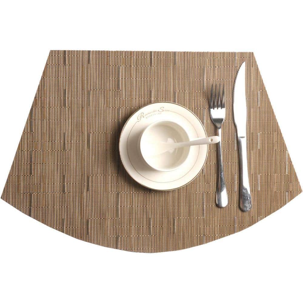 17.70 in. x 11.80 in. Tan Polyester Round Table Placemats, Heat Resistant (Set of 4) - Hercitys