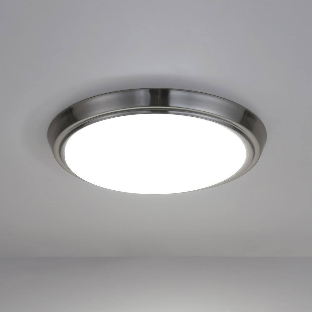11 in. 1-Light Brushed Nickel Dimmable LED Flush Mount Ceiling Light - Hercitys