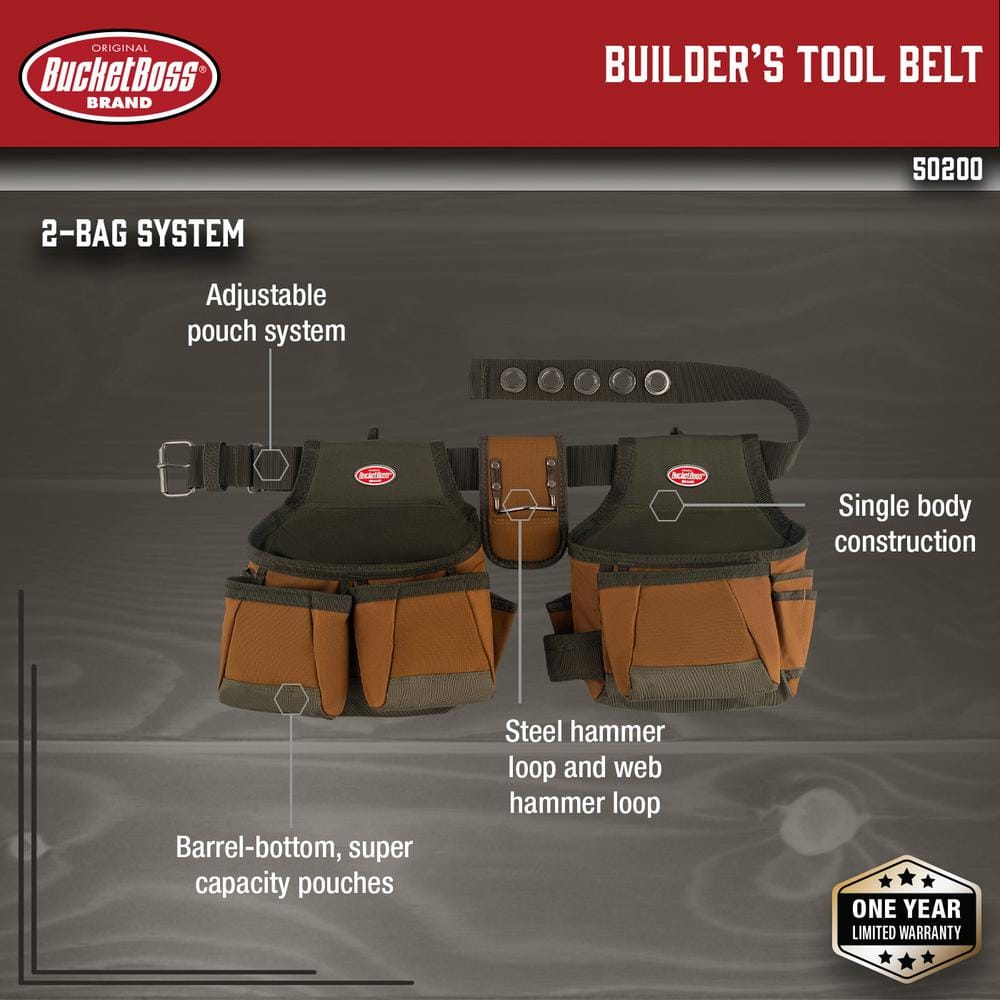 23.75 in. 10-Pocket Builder’s Work Tool Belt Rig - Hercitys