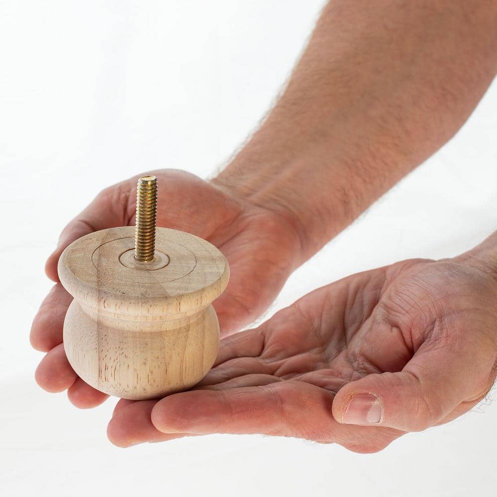 2 in. x 2-1/2 in. Unfinished Solid Hardwood Round Bun Foot (4-Pack) - Hercitys