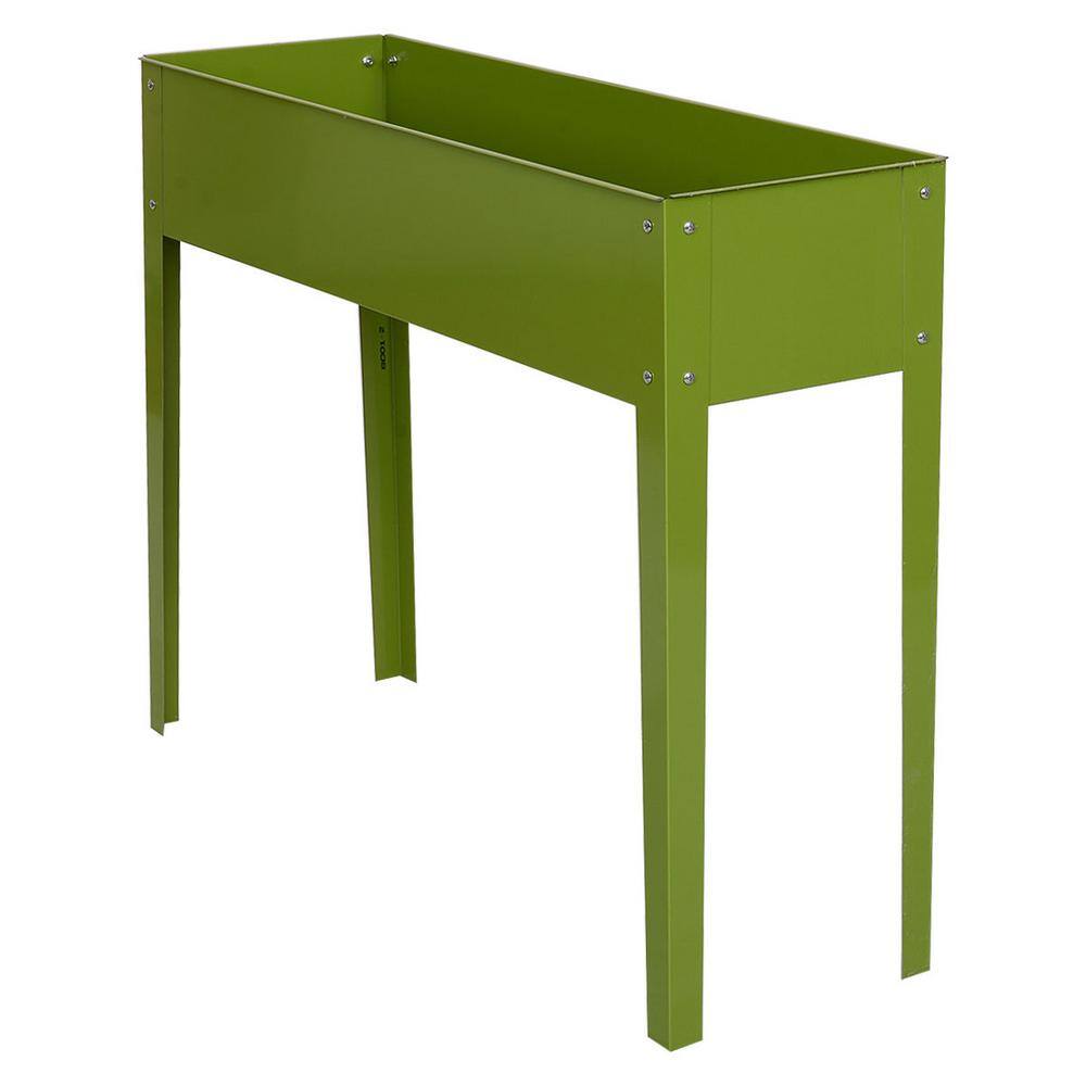 40 in. W x 13 in. D x 31.50 in. H Green Galvanized Steel Elevated Planter Box, Garden Raised Bed, Drain Hole - Hercitys