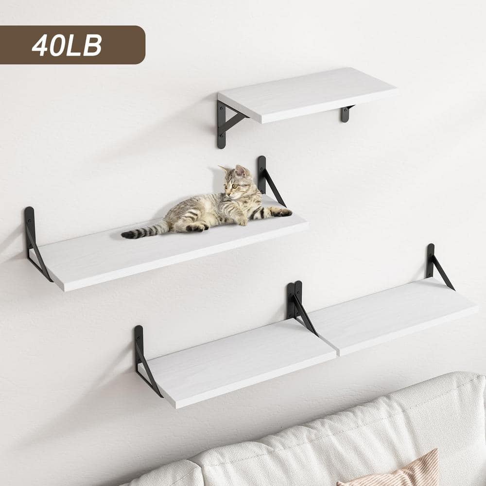 16.5 in. W x 6. 1 in. D x 4.3 in. H in Rustic White Assembled Floating Shelf, Wall Mounted Wood Shelves (Set of 4) - Hercitys