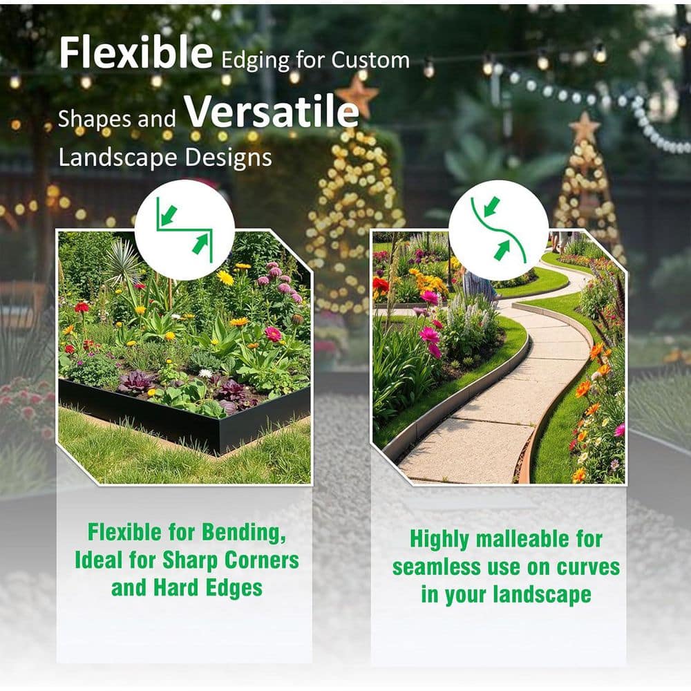 33 ft. Galvanized Steel Landscape Edging with 11 Stakes, 10-Pack - Hercitys