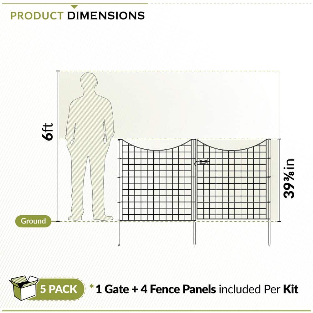 3 ft. W x 3.25 ft. H Black Metal Zippity Gate with 4-Fence Panels - Hercitys