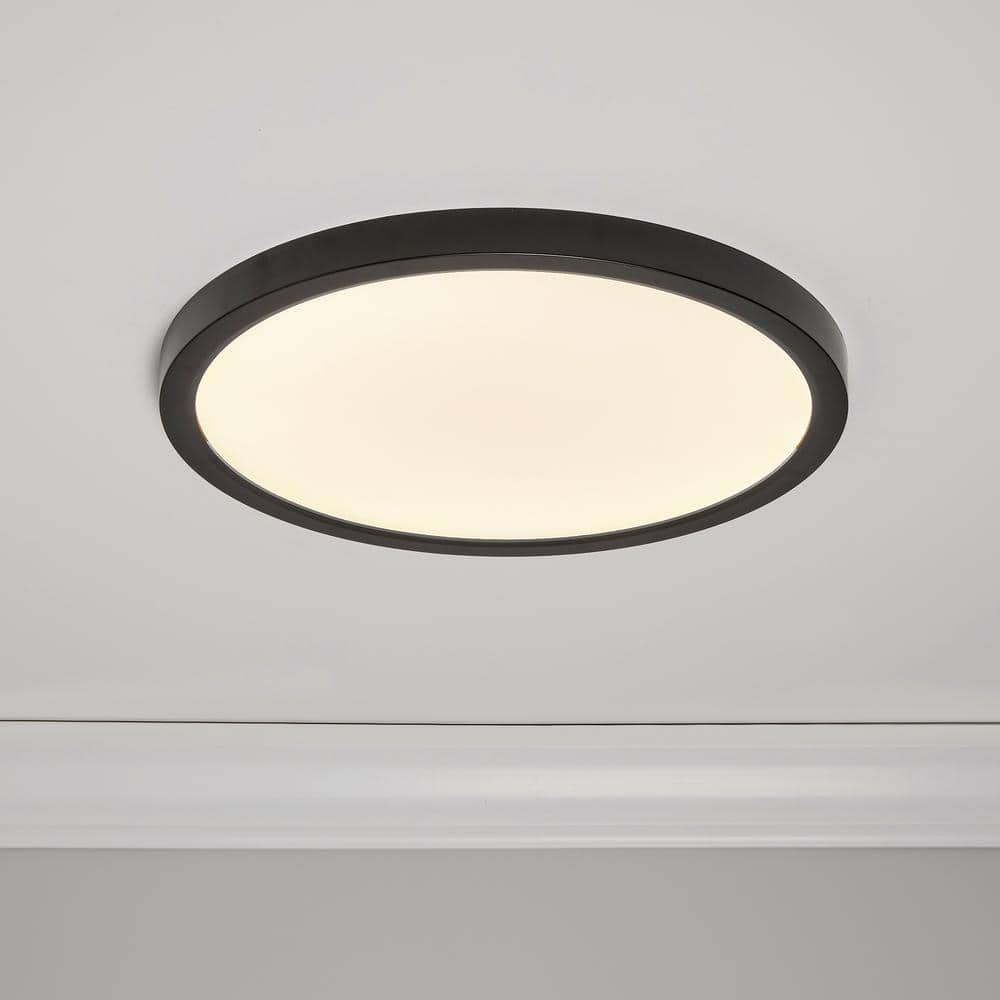 14 in. Black Selectable LED Flush Mount Ceiling Light, 5 CCT 2700K-5000K, 2200 Lumens, Trim Round, Panel Light, Dimmable - Hercitys