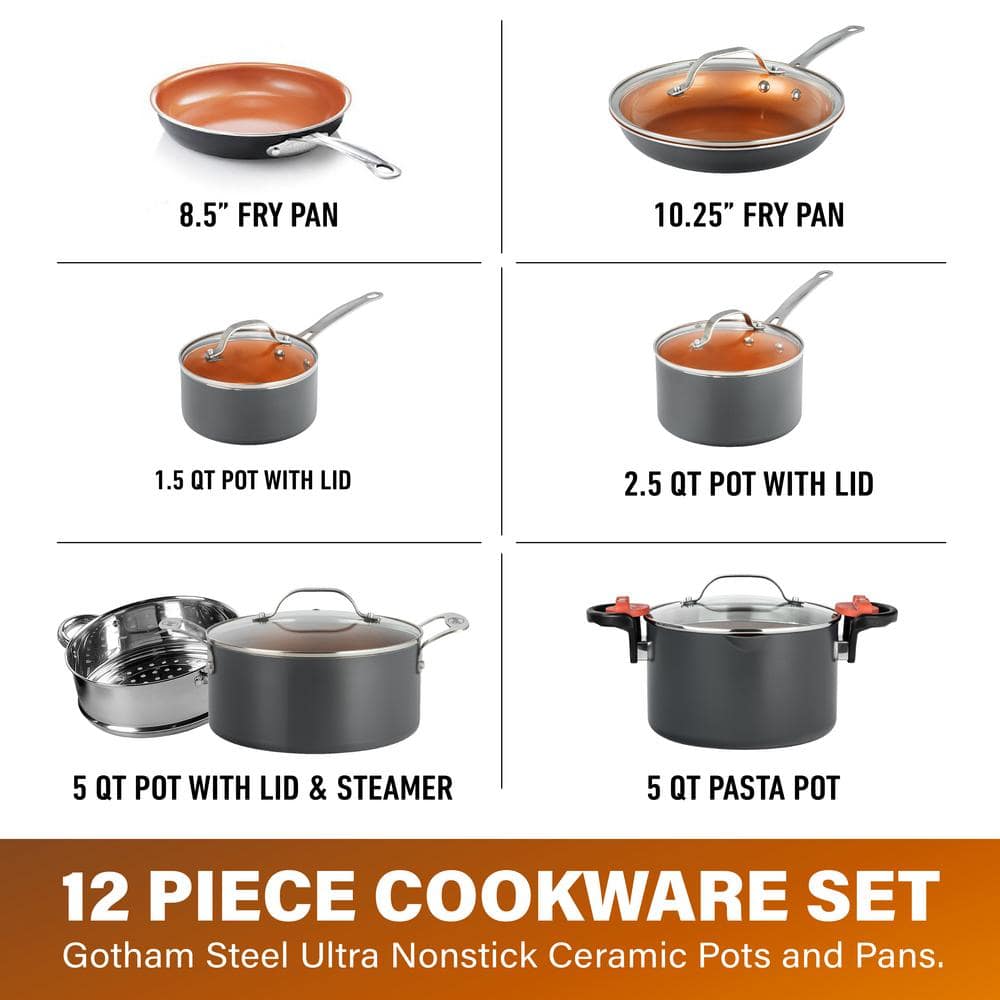 12-Piece Aluminum Ti-Ceramic Nonstick Cookware Set - Hercitys