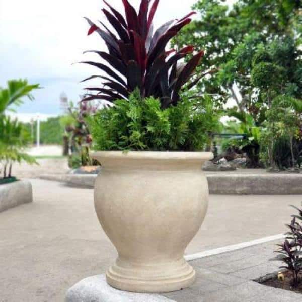 20 in. x 21-1/2 in. Cast Stone Fiberglass Greek Urn in Limestone - Hercitys