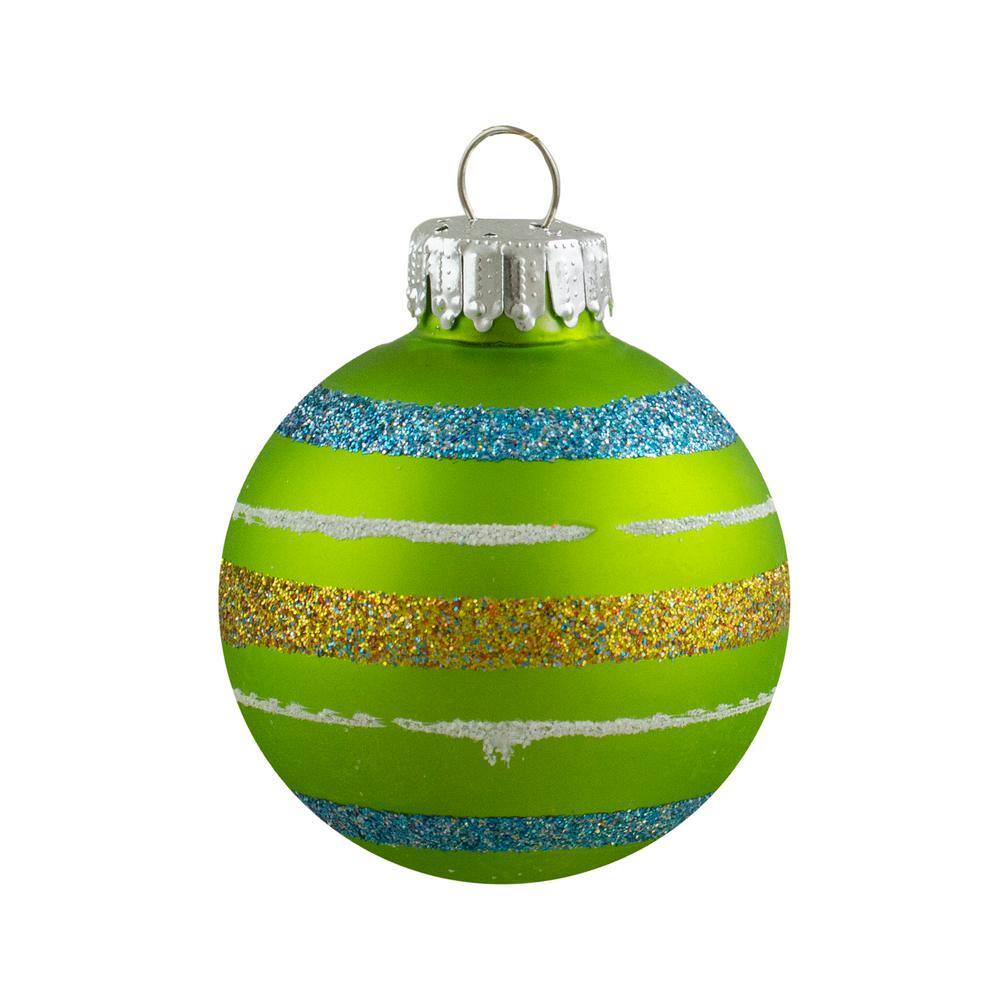 1.75 in. (45 mm) Blue Green and Pink Glass Ball Christmas Ornament Set (10-Count) - Hercitys