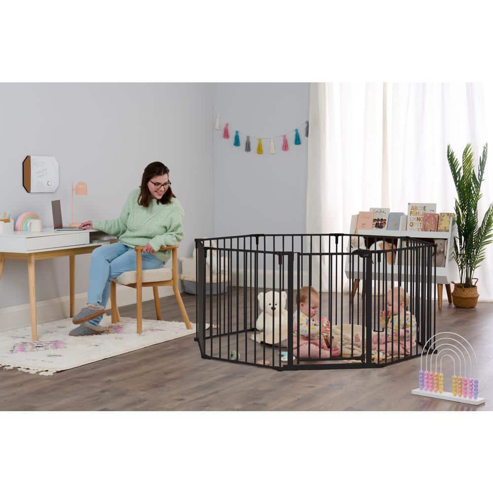 4-in-1 Play Yard Configurable Metal Safety Gate Black - Hercitys