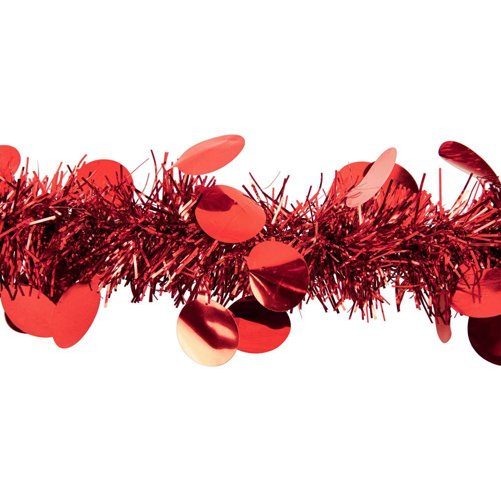 50 ft. Unlit Shiny Red Christmas Tinsel Garland with Polka Dots - Hercitys