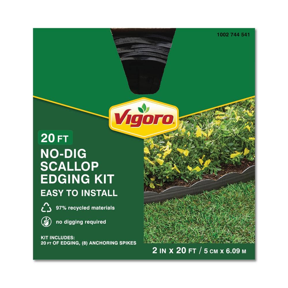 20 ft. x 2.25 in. Black Scalloped Polyethylene No-Dig Edging - Hercitys