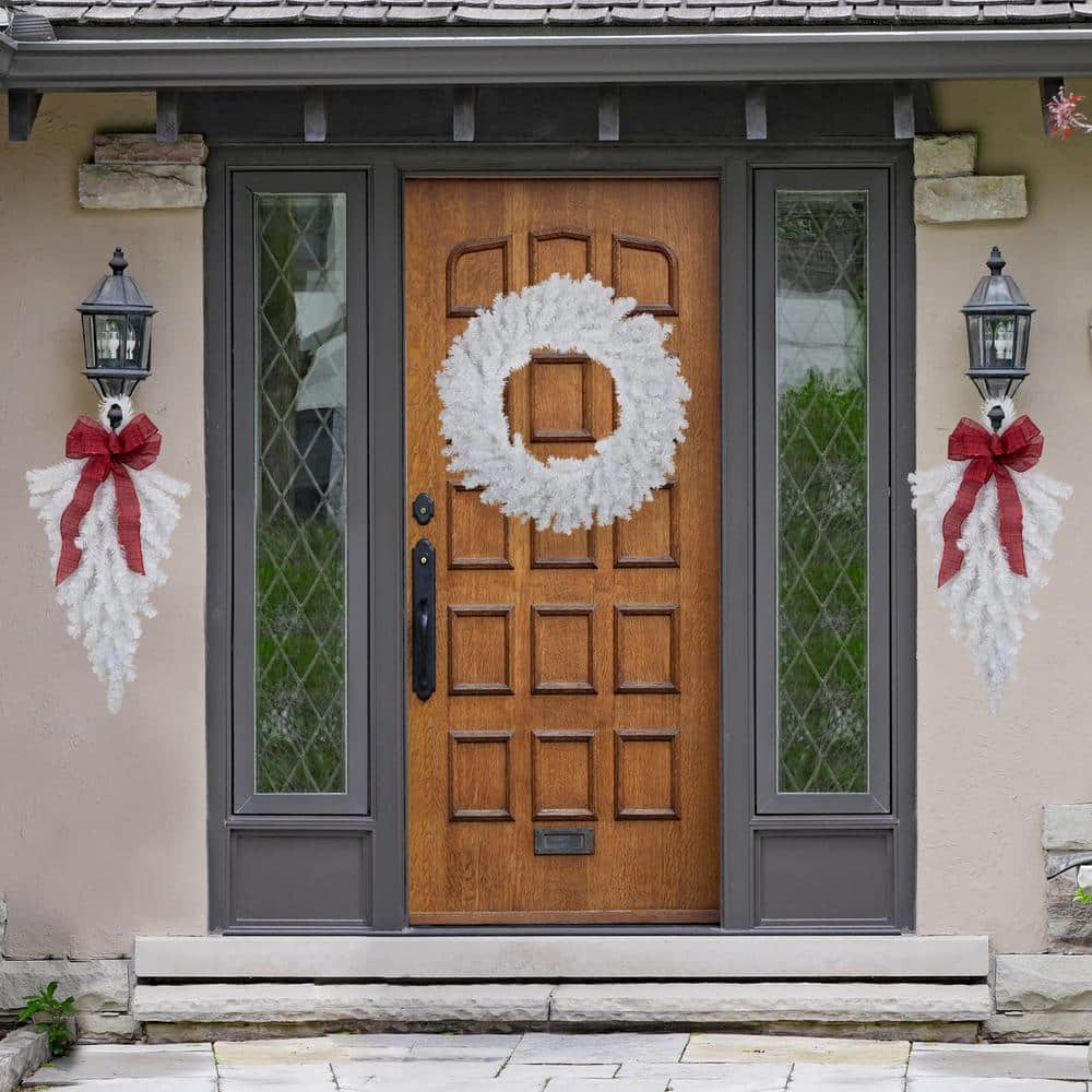 30 in. Snow White Pine Artificial Christmas Swag Teardrop Unlit - Hercitys