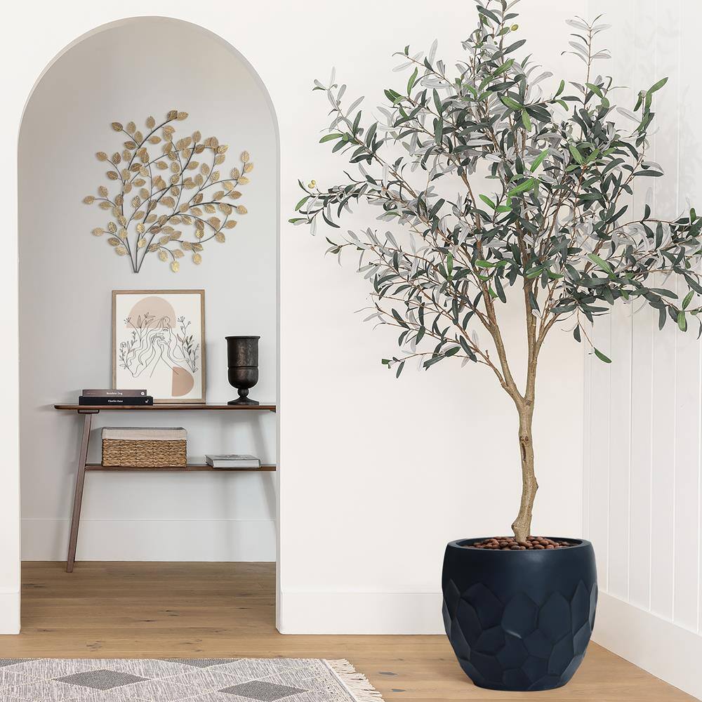 14.6 in. x 14.6 in. Black Ceramic Individual Pot - Hercitys