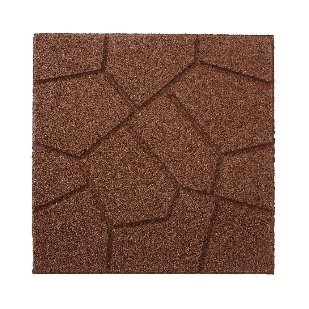 16 in. x 16 in. x 3/4 in. Brown Dual-Sided Rubber Paver (9-Pack) - Hercitys