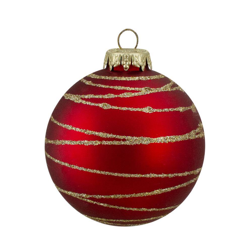 3.25 in. (80 mm) Glass Red and Green Matte Christmas Ball Ornaments (4-Pack) - Hercitys