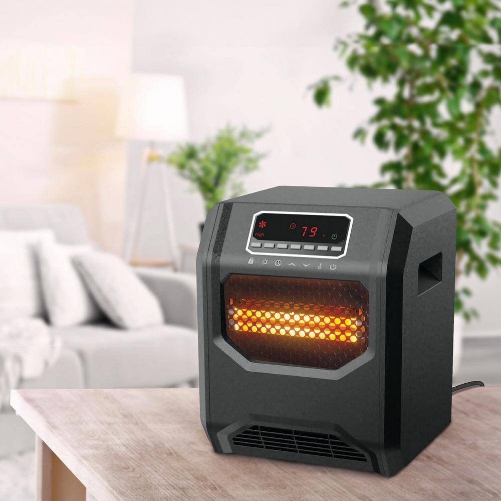 1500-Watt Electric 6 Element Compact Infrared Radiant Space Heater Electric in Black - Hercitys
