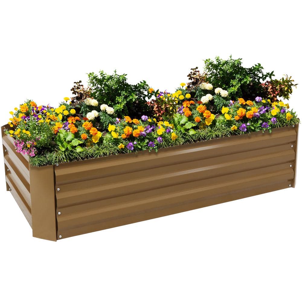 48 in. Brown Rectangular Galvanized Steel Raised Beds (2-Pack) - Hercitys