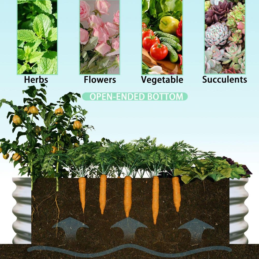 4x2x1ft Raised Garden Bed Kit, Galvanized Planter Raised Garden Beds for Outdoor - Hercitys