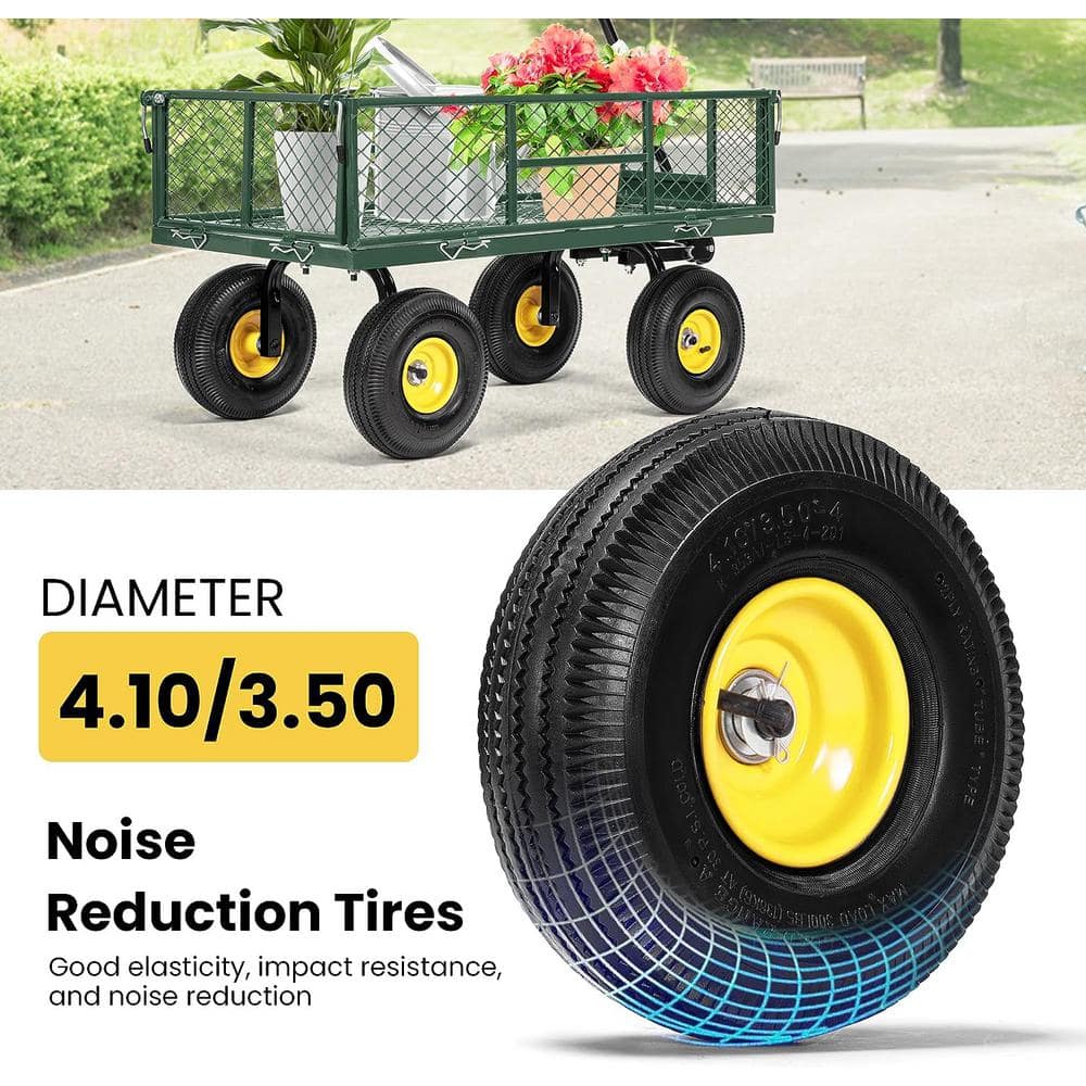 1100 lbs. Capacity Mesh Steel Garden Cart in Green with Removable Sides and Wheels - Hercitys