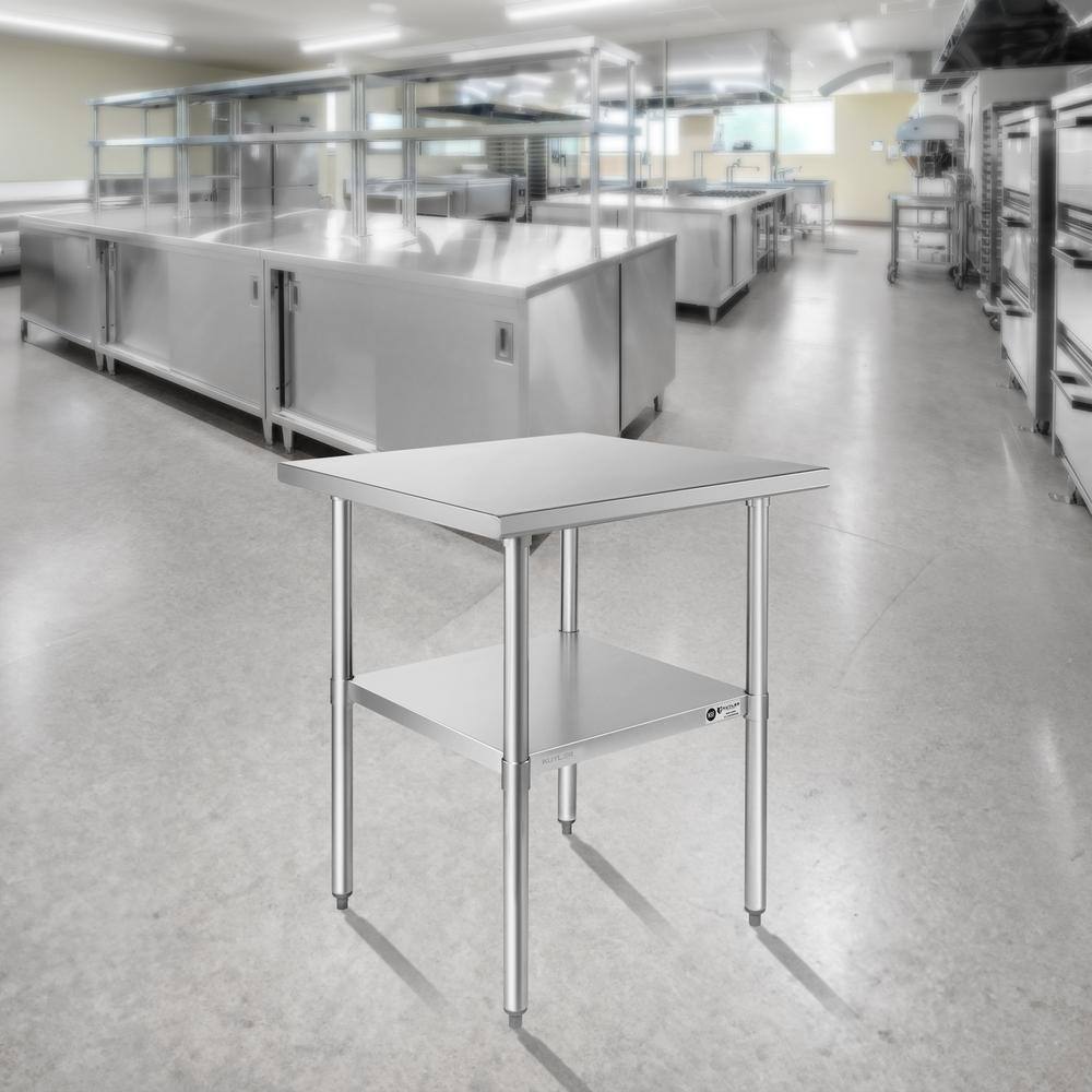 30 in. x 30 in. Stainless Steel Kitchen Prep Table with Bottom Shelf - Hercitys