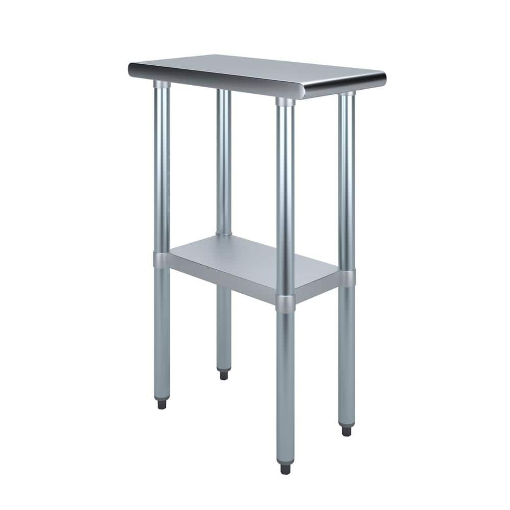 24 in. x 12 in. Stainless Steel Kitchen Utility Table with Adjustable Bottom Shelf - Hercitys