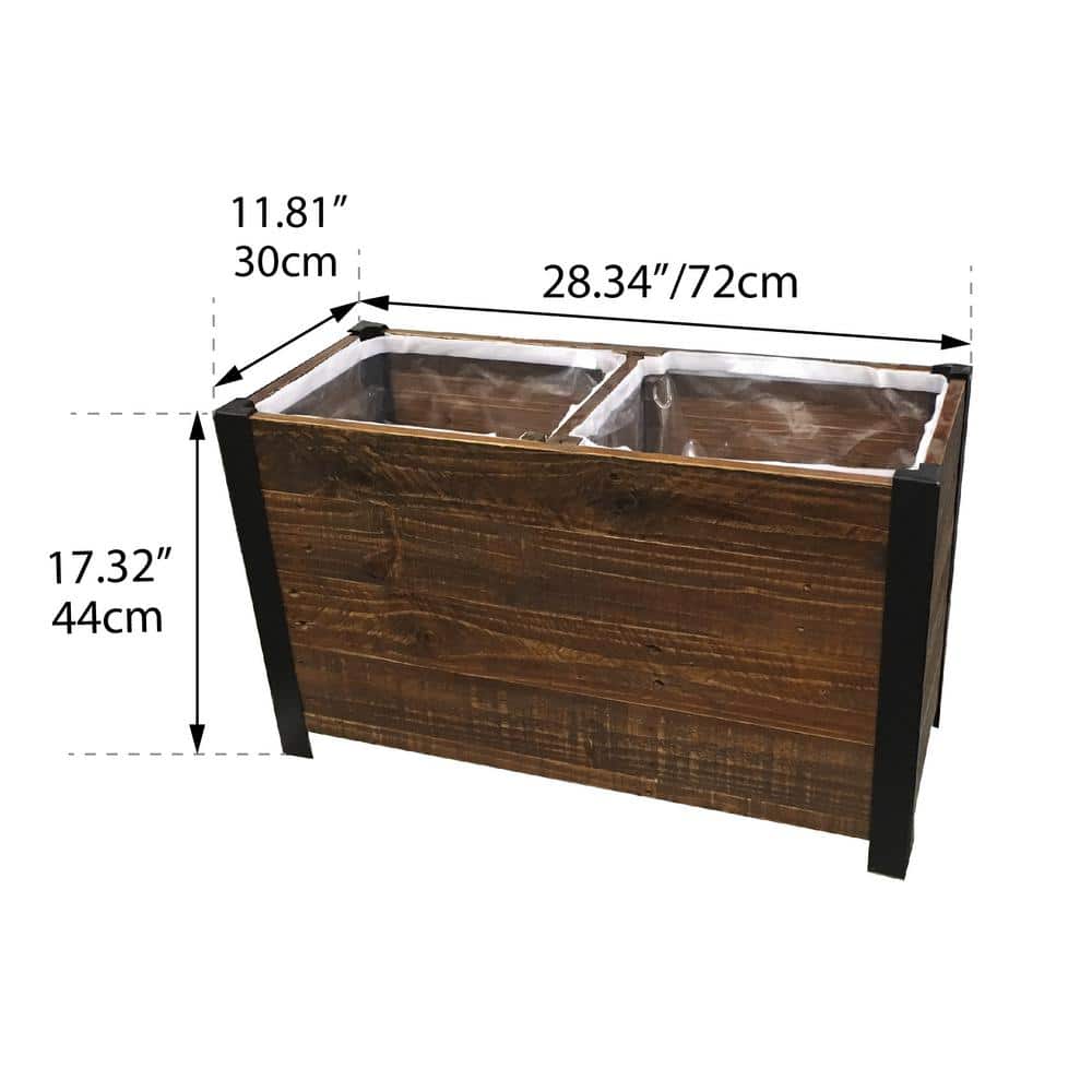28 in. x 17.75 in. Urban Garden Brown Recycled Wood Planter - Hercitys