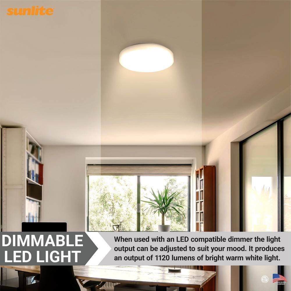 14 in. 16-Watt Shaded White Integrated LED Flush Mount with Acrylic Frosted Shade - Hercitys