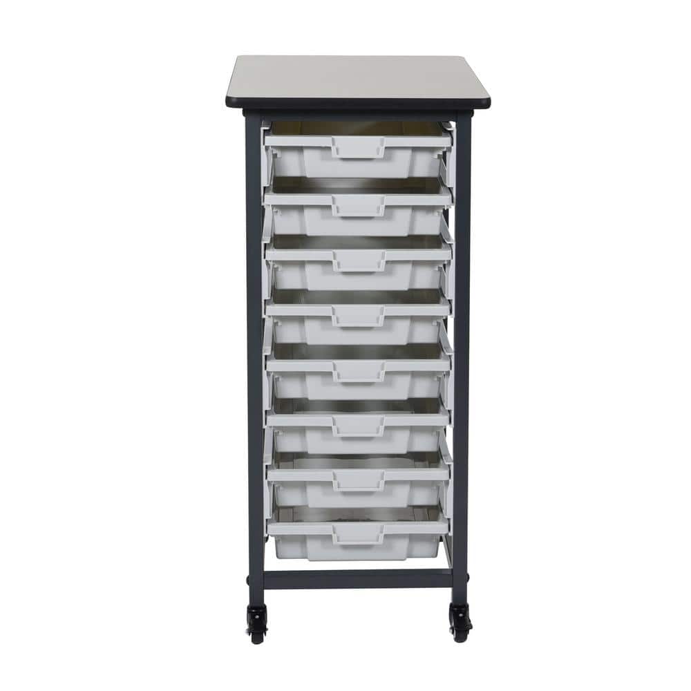 20 in. x 37 in. Mobile Bin Storage Cart Single Row and Single Bin in Black Frame - Hercitys