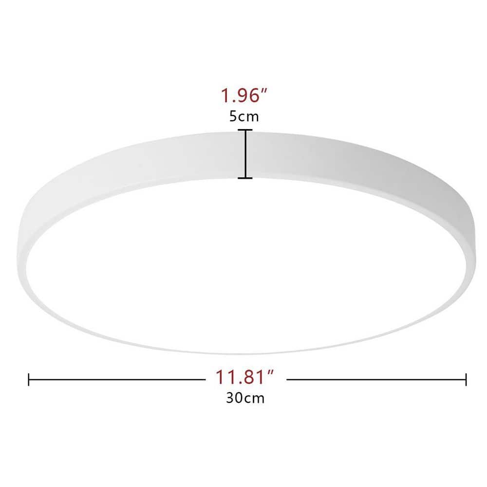 11.8 in. 24-Watt LED Flush Mount Ceiling Light White Close to Ceiling Light with PS Shade - Hercitys