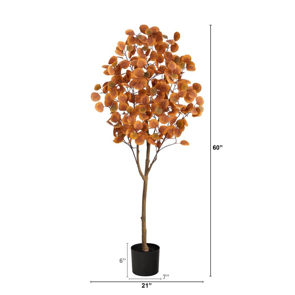 5 ft. Orange Autumn Eucalyptus Artificial Tree - Hercitys