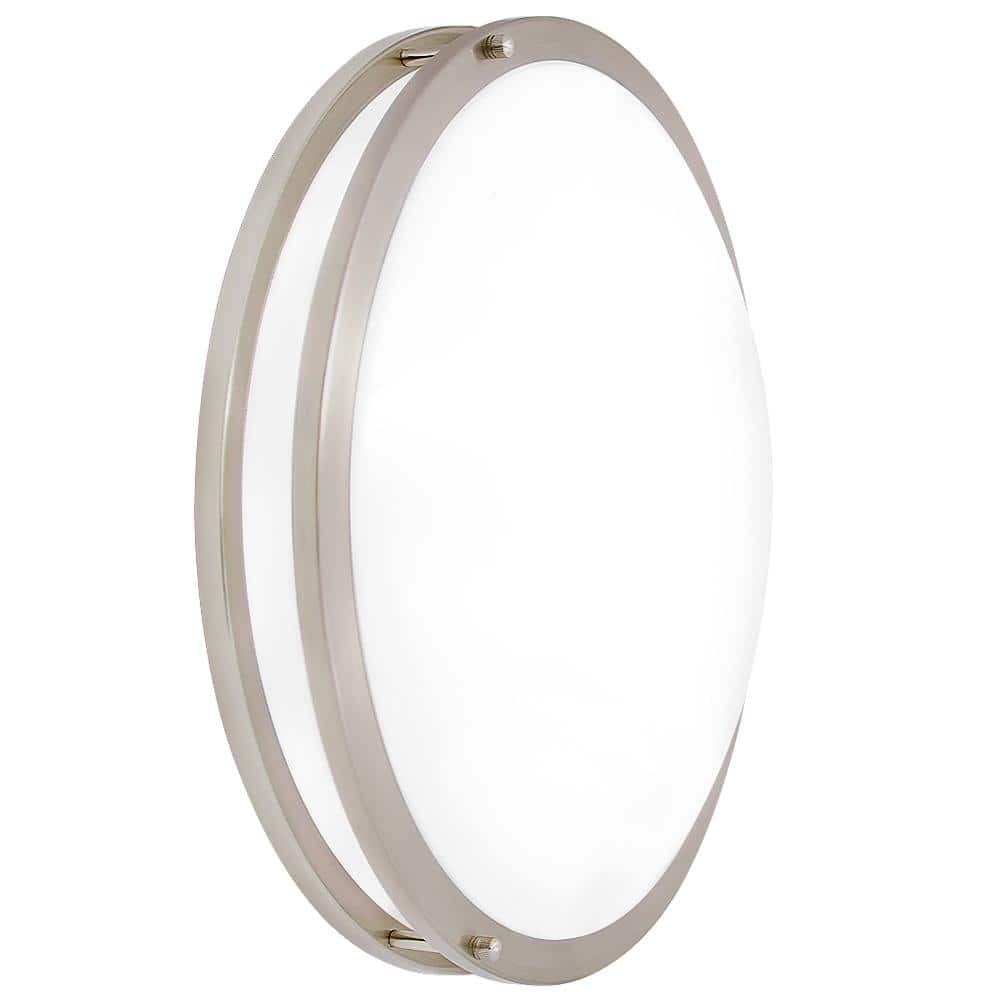 18 in. Satin Nickel Selectable LED Ceiling Flush Mount Fixture, 5 CCT 2700K-5000K, 2000 Lumens, Dimmable - Hercitys