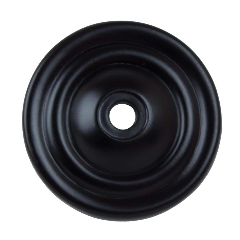 1-1/2 in. Matte Black Round Thin Classic Cabinet Knob Backplate (10-Pack) - Hercitys