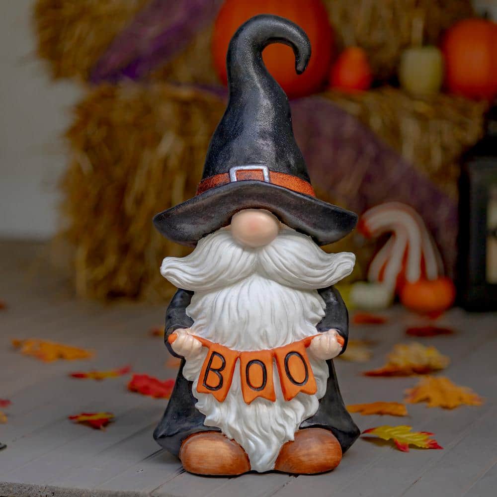 20 in. Tall Halloween Gnome Witch Holding in. BOO in. Sign - Hercitys