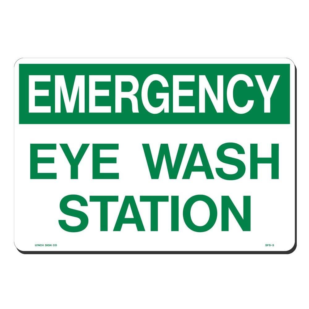 14 in. x 10 in. Emergency Eye Wash Station Sign Printed on More Durable, Thicker, Longer Lasting Styrene Plastic - Hercitys