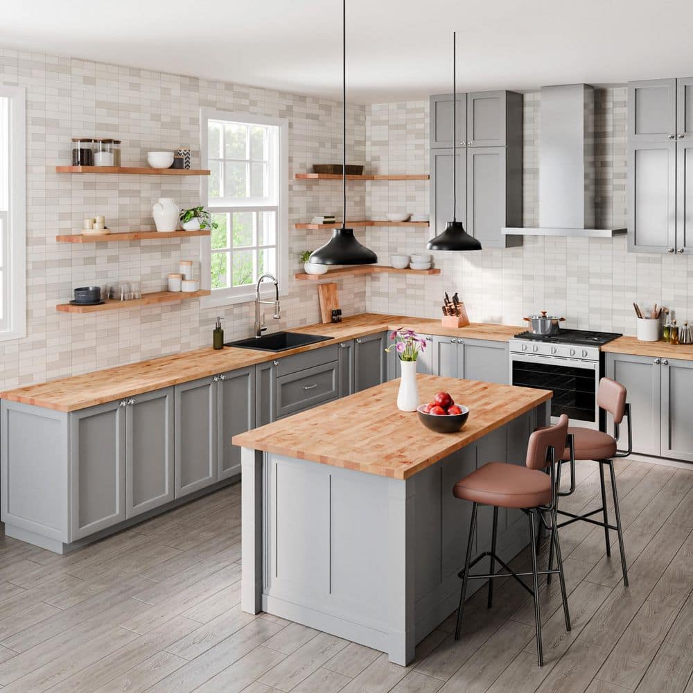 4 ft. L x 25 in. D Unfinished Birch Solid Wood Butcher Block Countertop With Eased Edge - Hercitys