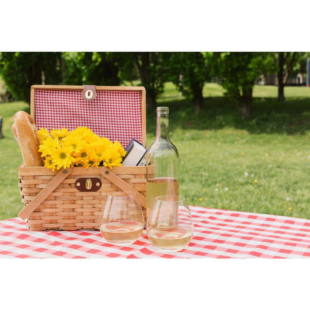 12.5 in. x 7.5 in. x 7.5 in. Picnic Basket Gingham Lined with Folding Handles - Hercitys