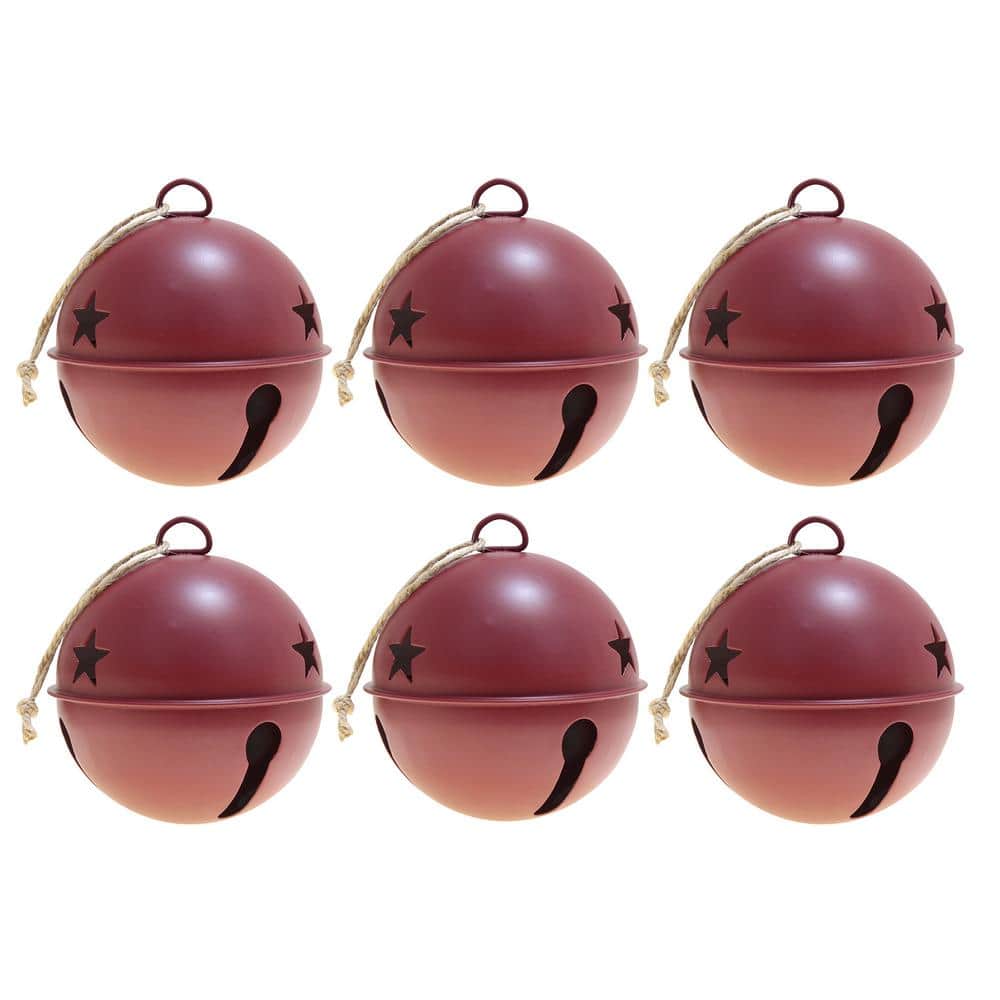 3.35 in. Red Metal Jingle Bell Christmas Ornament (6-Pack) - Hercitys