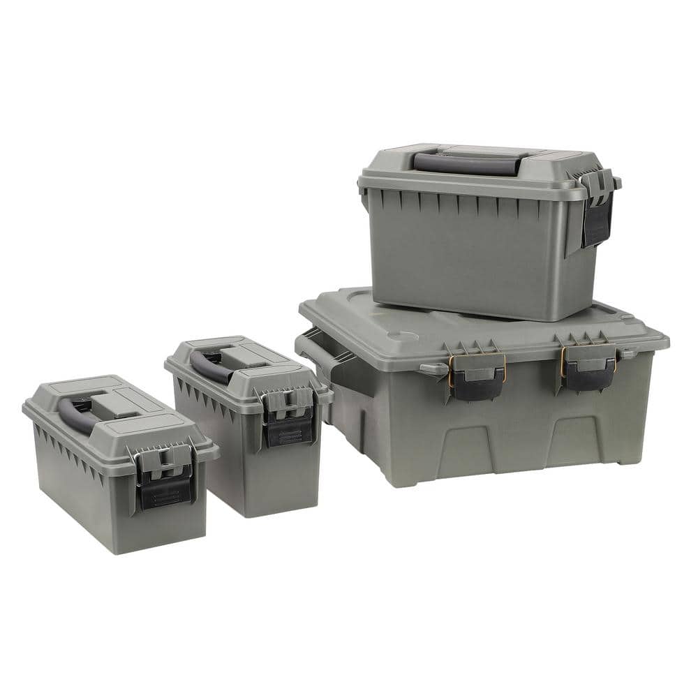 20 gal. Dry Storage Box Set with 3-Piece Nested Mini Dry Box Storage in OD Green - Hercitys