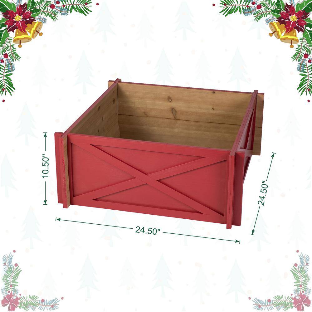 24.5 in. L Red Wooden Tree Collar - Hercitys