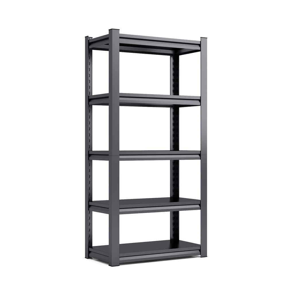 5-Tier Adjustable Metal Shelves in Black, 2000 lbs. Heavy Duty Storage Shelves, Garage Shelf Industrial Shelving Units - Hercitys
